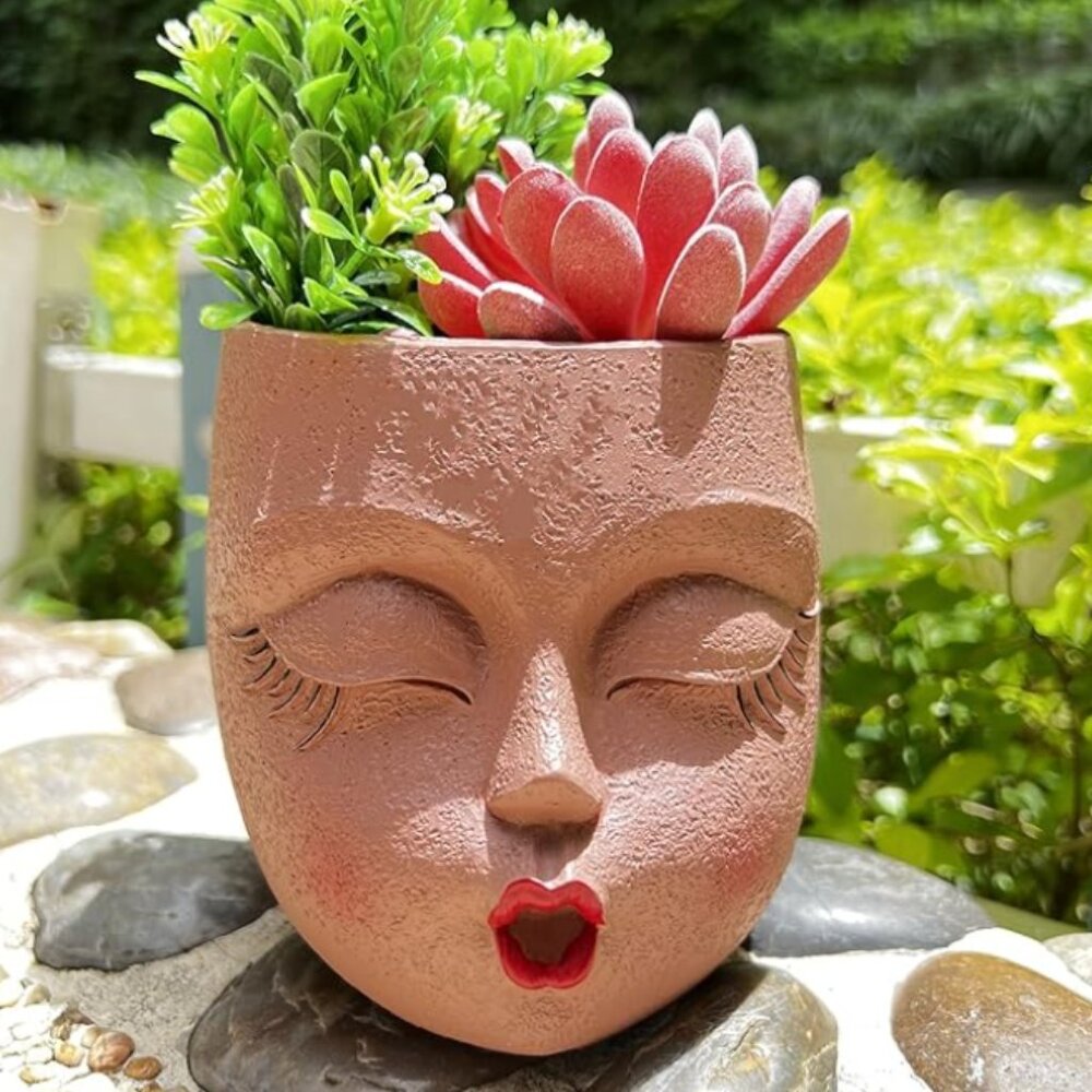 KISS Face Planter Pot – Handcrafted Resin Head Flower Pot